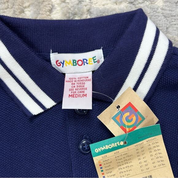 NWT 90s Vintage Gymboree Rainbow Tag Blue Long Sleeve Boys Polo Shirt size 6-7 - Picture 2 of 4